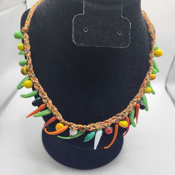 Glass Pendant Necklace Vegetables 32in - Picture 3 of 6